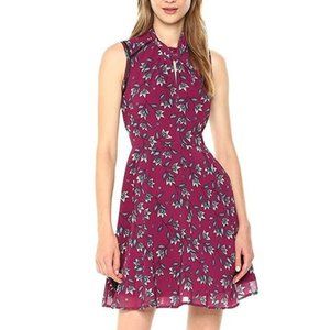 Nanette Lepore Sleveless Floral Fit & Flare Dress (Cranberry/Maroon)